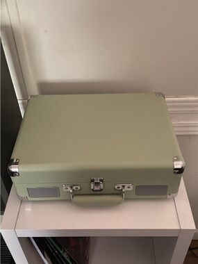 Crosley Portable Record Player Turntable in Sage Green with Silver Accents